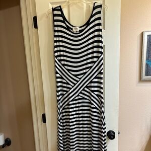 Beige by eci Black and White Sheath Midi Dress